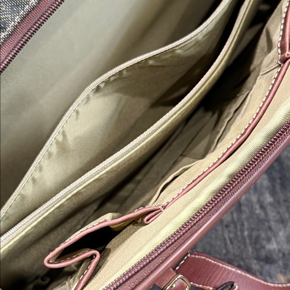 Hartmann Olive and Brown 2 wheel rolling briefcase Carry On Luggage Travel Bag. - Picture 7 of 15